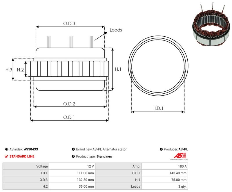 Staator, generaator, AS-PL AS3043S