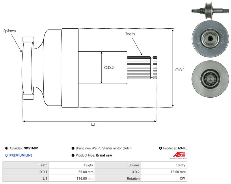 Hammastrummel, starter, AS-PL SD5169P