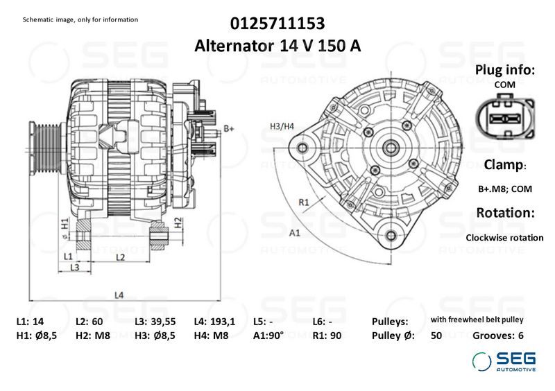 SEG Automotive 0125711153 Alternator