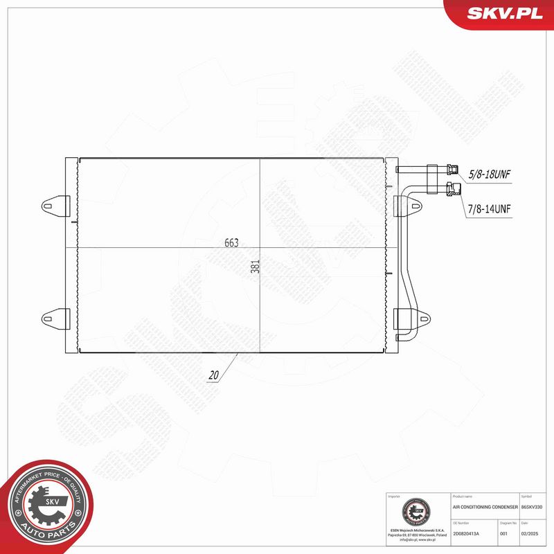 ESEN SKV 86SKV330 Condenser, air conditioning