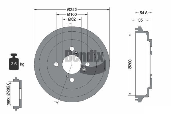 BENDIX Braking fékdob BDM1168