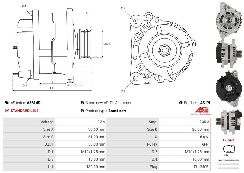 AS-PL A3614S Alternator