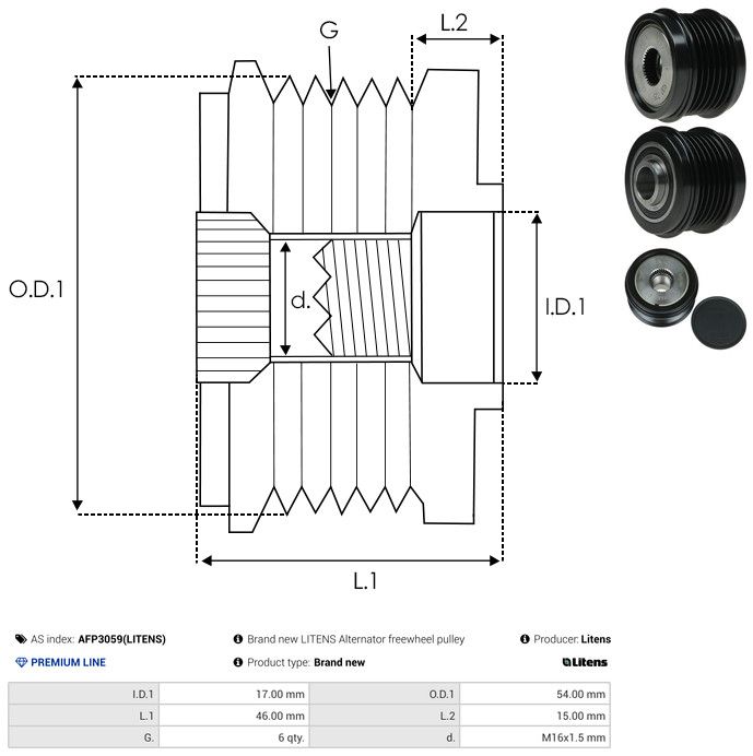 AS-PL AFP3059(LITENS) Alternator Freewheel Clutch