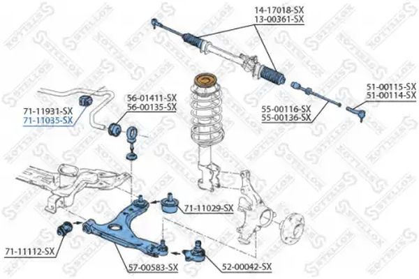 STELLOX 71-11035-SX Mounting, stabiliser bar