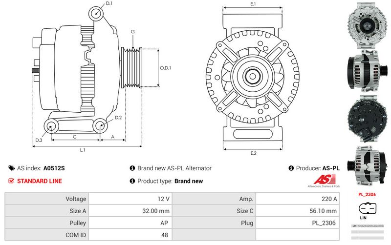 AS-PL A0512S Alternator
