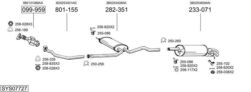 BOSAL kipufogórendszer SYS07727