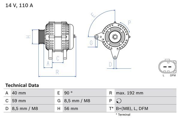 Генератор, Bosch 0986045390