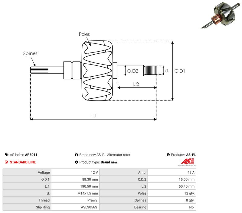 AS-PL AR5011 Rotor, alternator