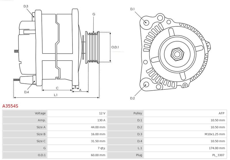 Генератор, Auto Starter A3554S