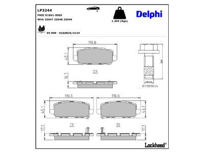DELPHI LP3244 Brake Pad Set, disc brake