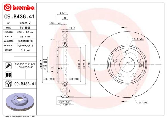 BREMBO Remschijf 09.B436.41