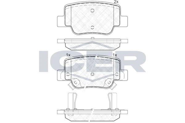 Комплект гальмівних накладок, дискове гальмо, Icer 181945