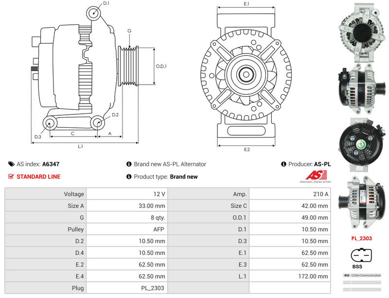 AS-PL A6347 Alternator