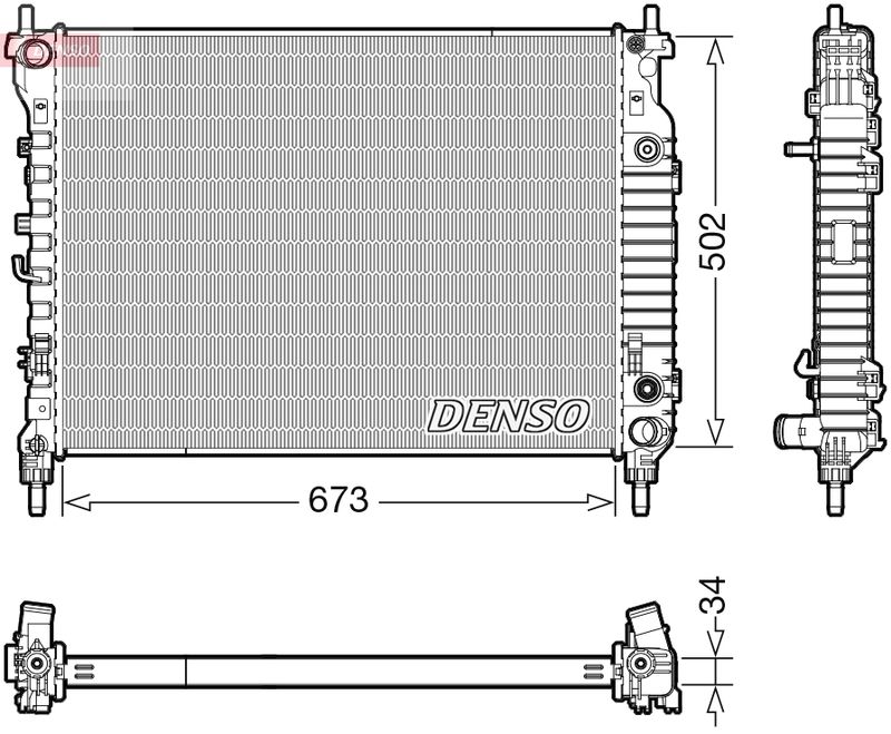 Радіатор, система охолодження двигуна, Denso DRM20124