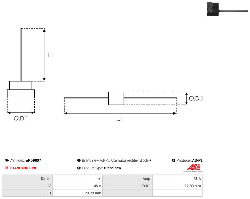 AS-PL ARD9007 Rectifier, alternator