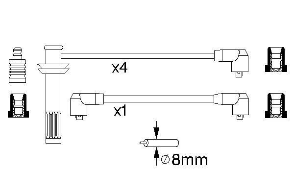 BOSCH B791 дроти високого напруги 4шт. FIAT 1,8/2,0 89-96 LANCIA 2,0 93-99