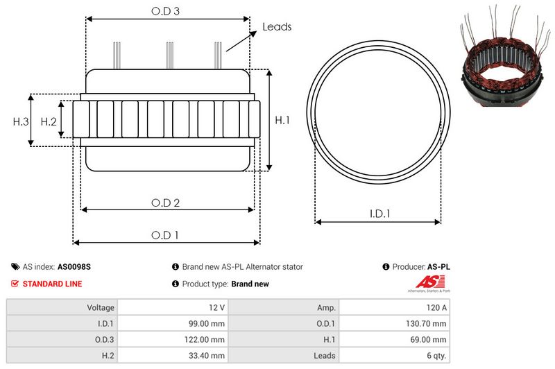 Staator, generaator, AS-PL AS0098S