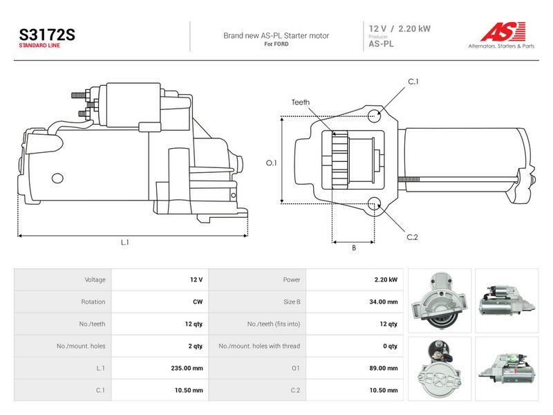 This part match OEM code: 7C19-11000-AB
