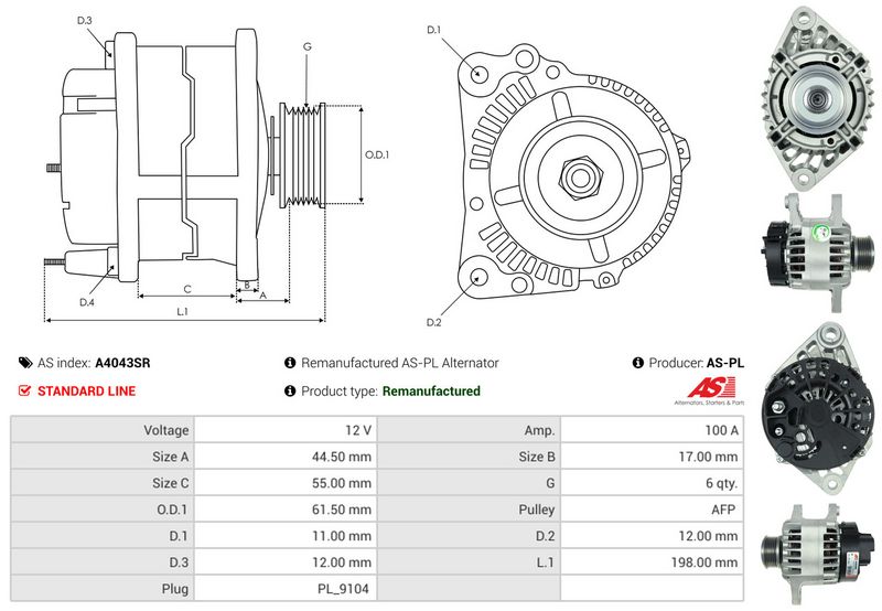 AS-PL A4043SR Alternator