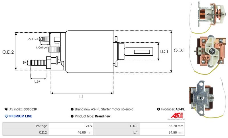 AS-PL SS0002P Solenoid Switch, starter