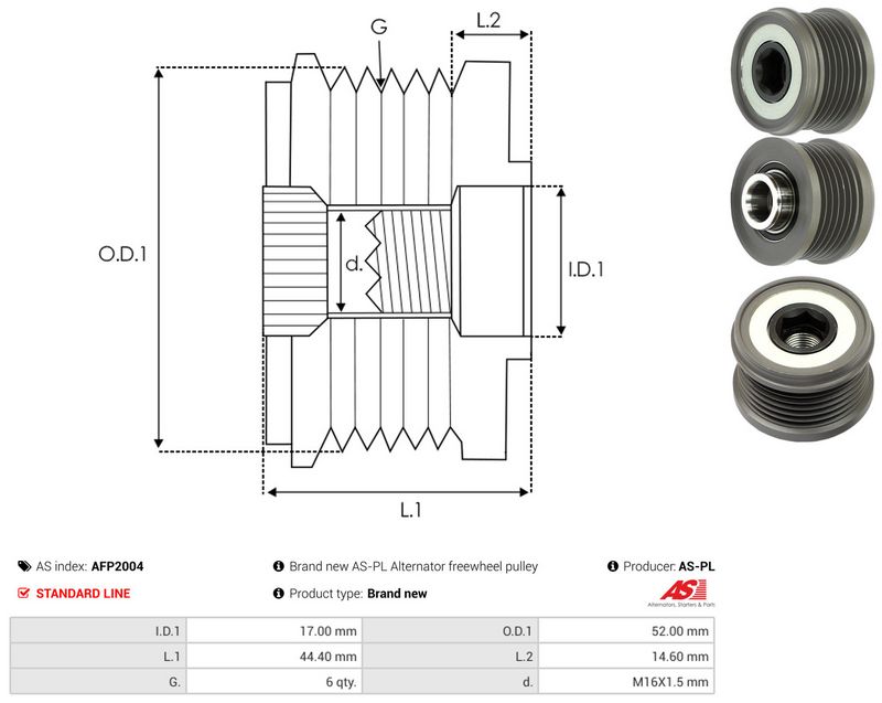 AS-PL AFP2004 Alternator Freewheel Clutch