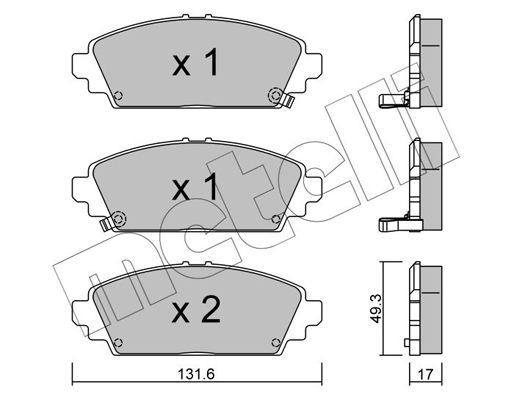 Комплект гальмівних накладок, дискове гальмо, Metelli 22-0463-0