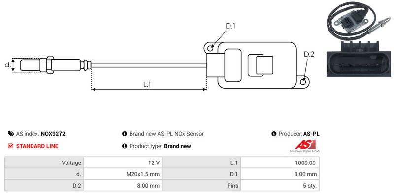 AS-PL NOX9272 NOx Sensor, urea injection