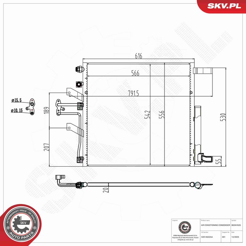ESEN SKV 86SKV635 Condenser, air conditioning