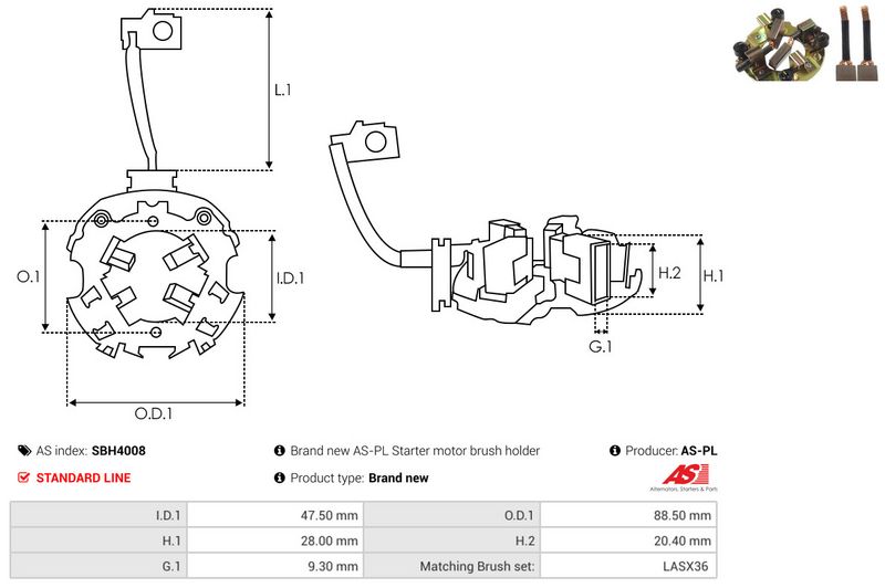 AS-PL SBH4008 Holder, carbon brushes