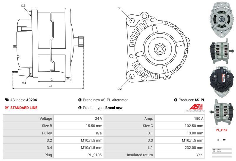 AS-PL A9204 Alternator