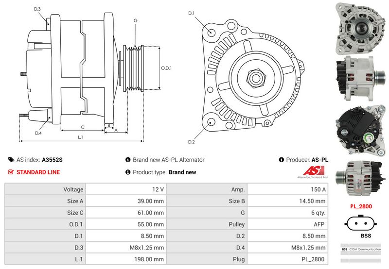 AS-PL A3552S Alternator
