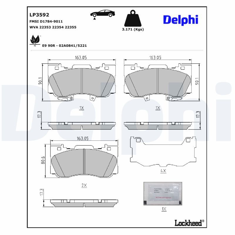 Piduriklotsi komplekt, ketaspidur, DELPHI LP3592