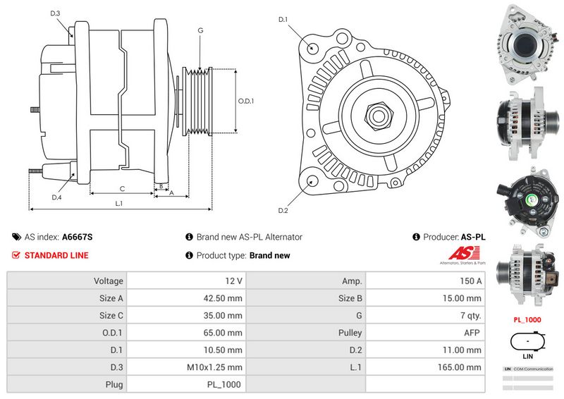 AS-PL A6667S Alternator