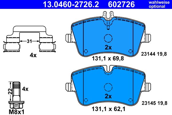 ATE 13.0460-2726.2 Brake Pad Set, disc brake