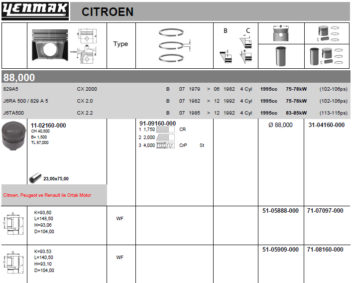 YENMAK Piston 31-04160-000