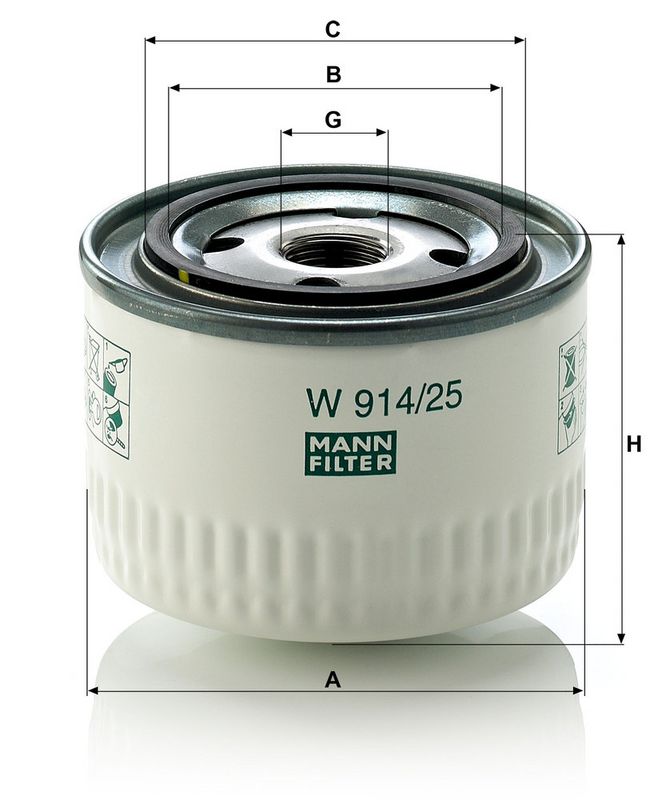 Filtru hidraulic, cutie de viteze automata W 914/25 MANN-FILTER