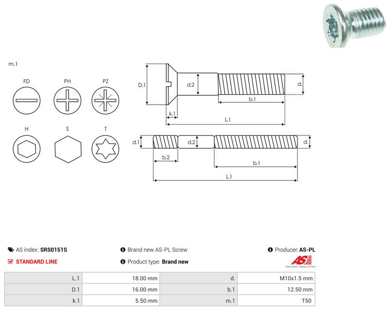 Remondikomplekt, generaator, AS-PL SRS0151S