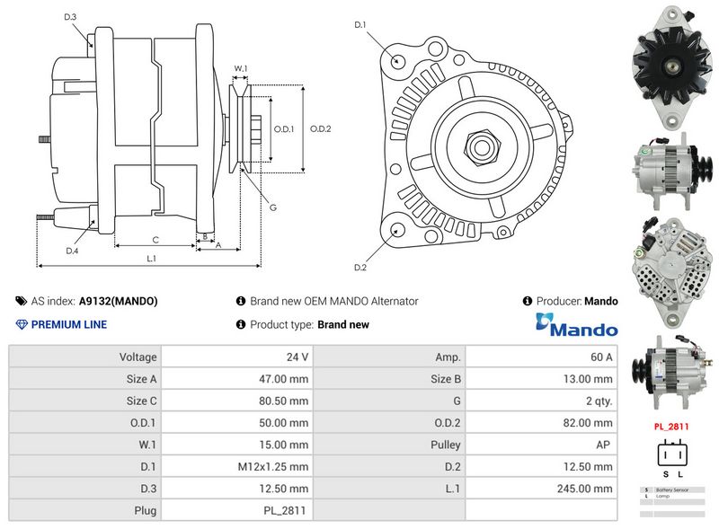 AS-PL A9132(MANDO) Alternator