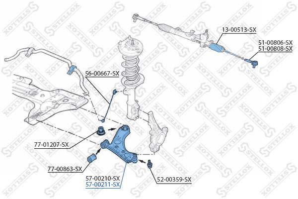 STELLOX lengőkar, kerékfelfüggesztés 57-00211-SX