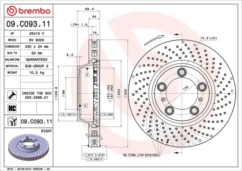 BREMBO 09.C093.11 Brake Disc