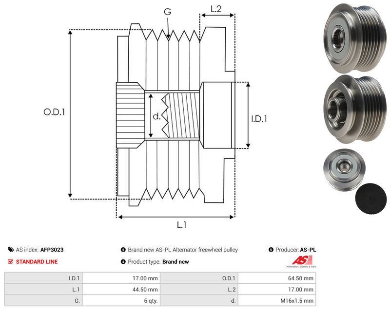 AS-PL AFP3023 Alternator Freewheel Clutch