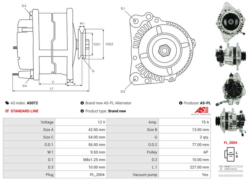 AS-PL A5072 Alternator