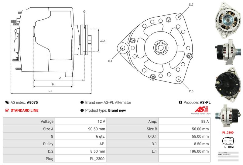 AS-PL A9075 Alternator
