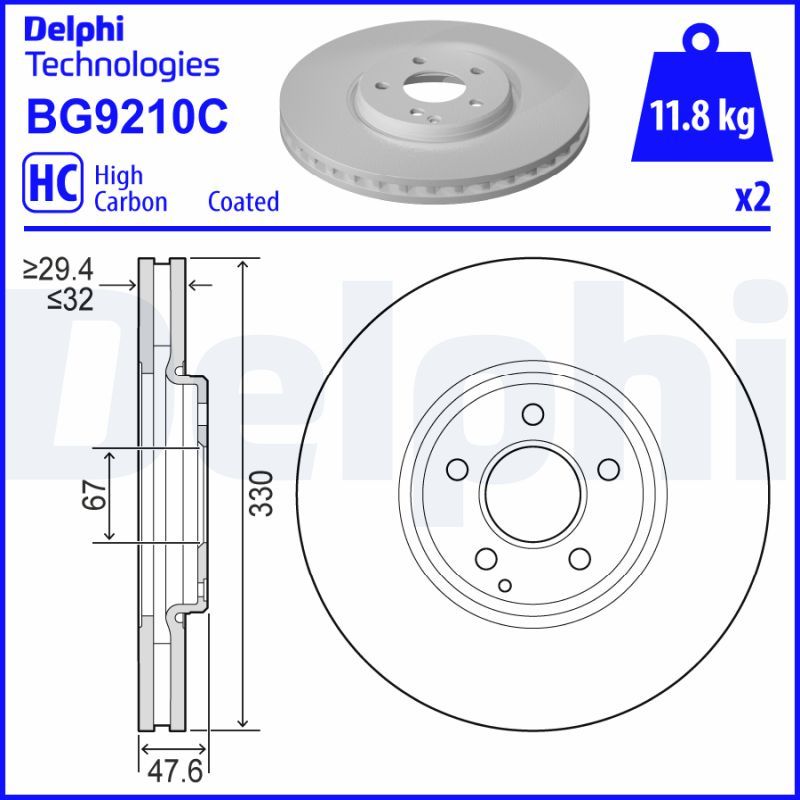 Гальмівний диск, Delphi BG9210C