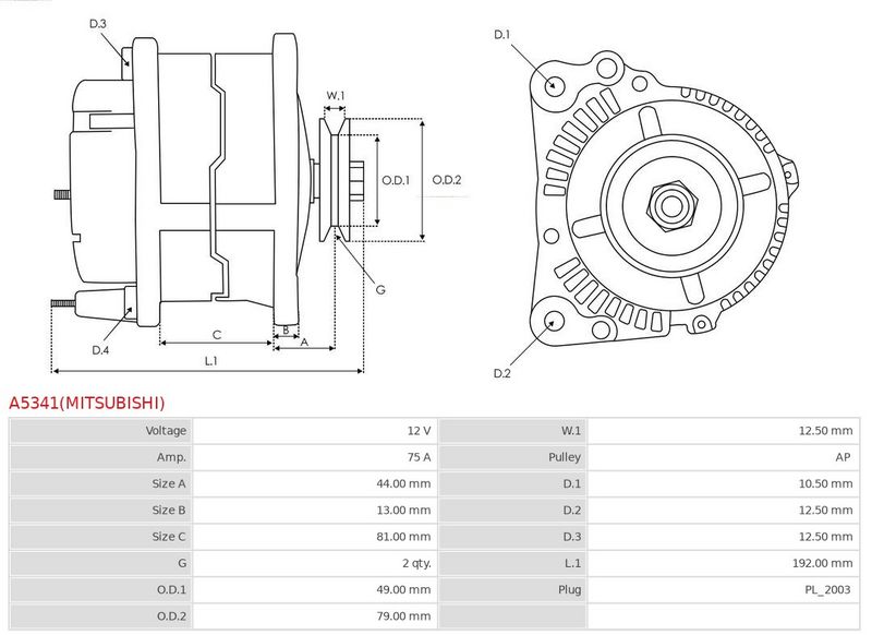 AS-PL A5341(MITSUBISHI) Alternator