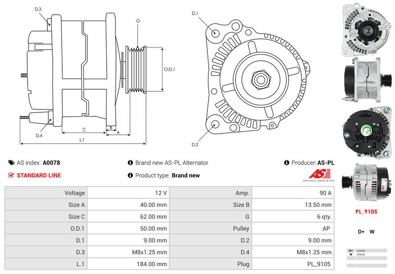 AS-PL A0078 Alternator