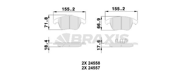 Комплект гальмівних накладок, дискове гальмо, Braxis AA0508