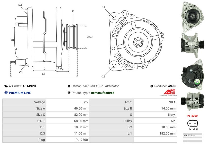 AS-PL A0149PR Alternator