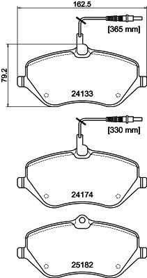 Комплект гальмівних накладок, дискове гальмо, Hella 8DB355015-621