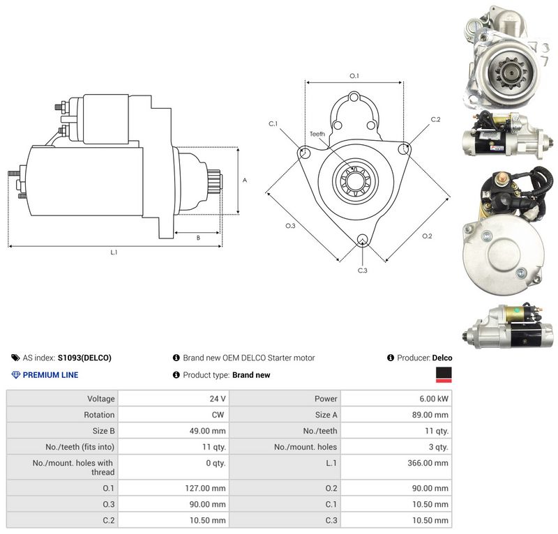 AS-PL S1093(DELCO) Starter